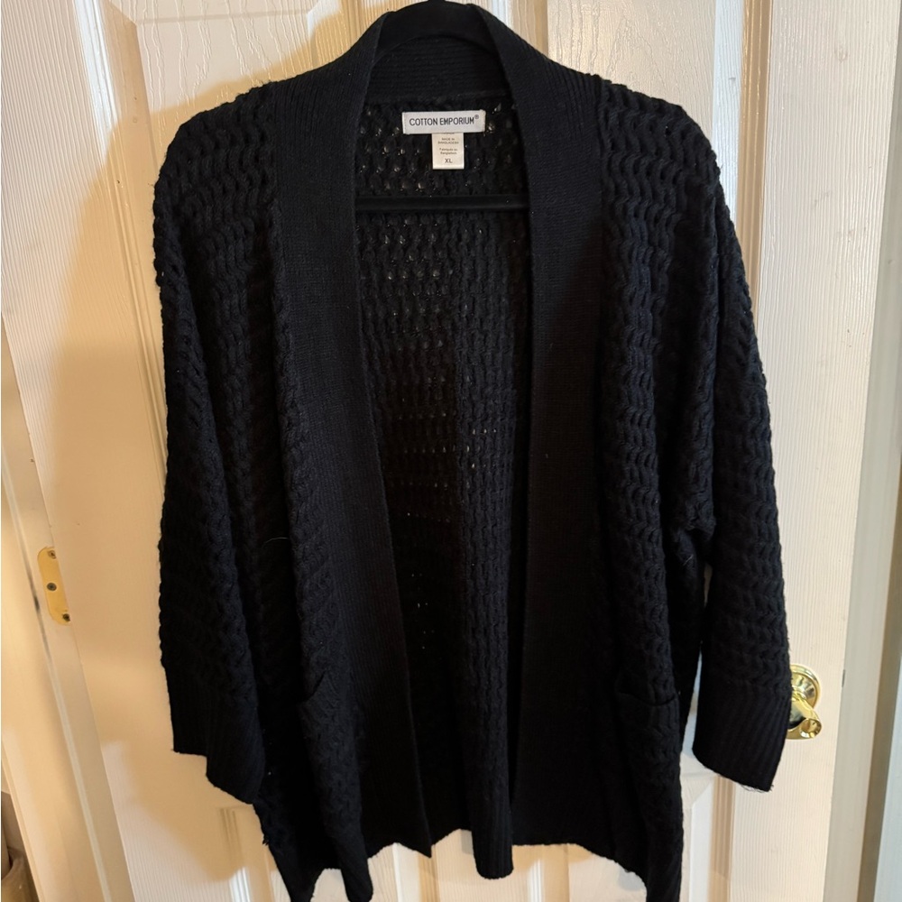 Cotton Emporium Textured Black Cardigan